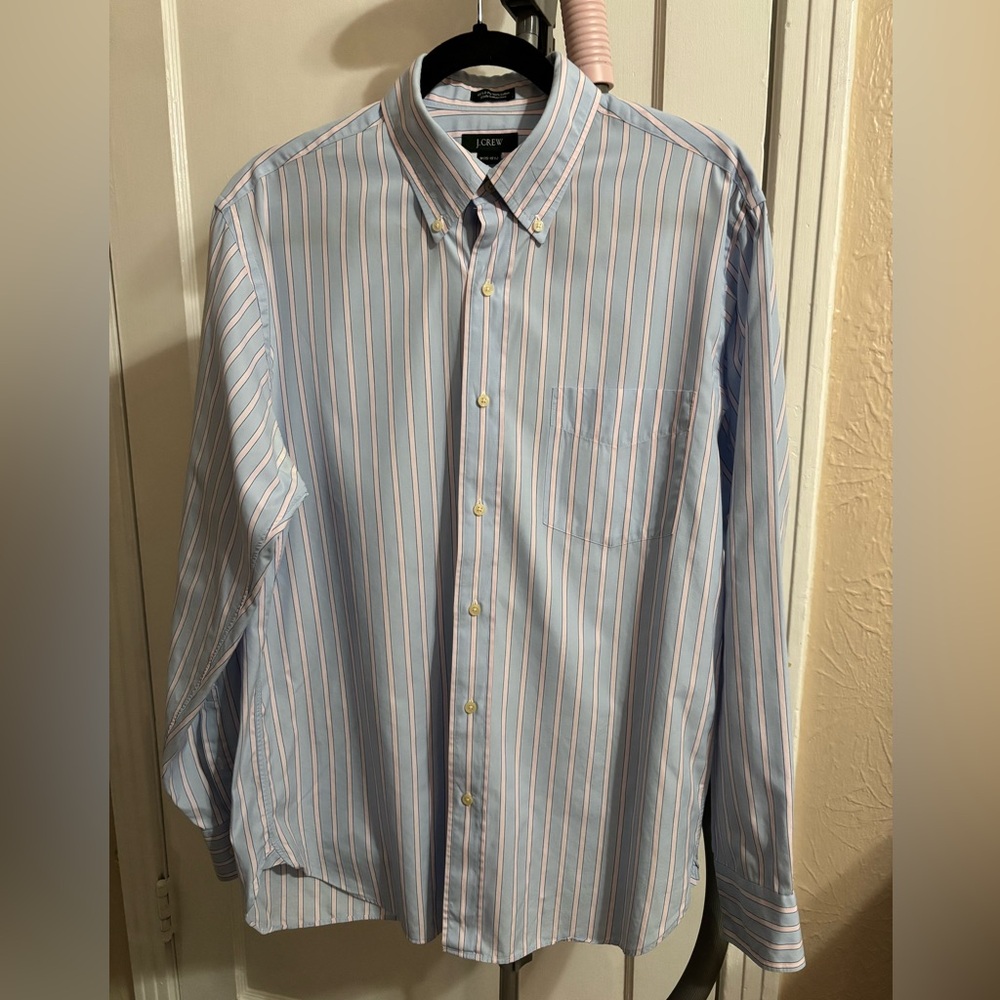 J. Crew Blue and Pink Striped Men's Shirt